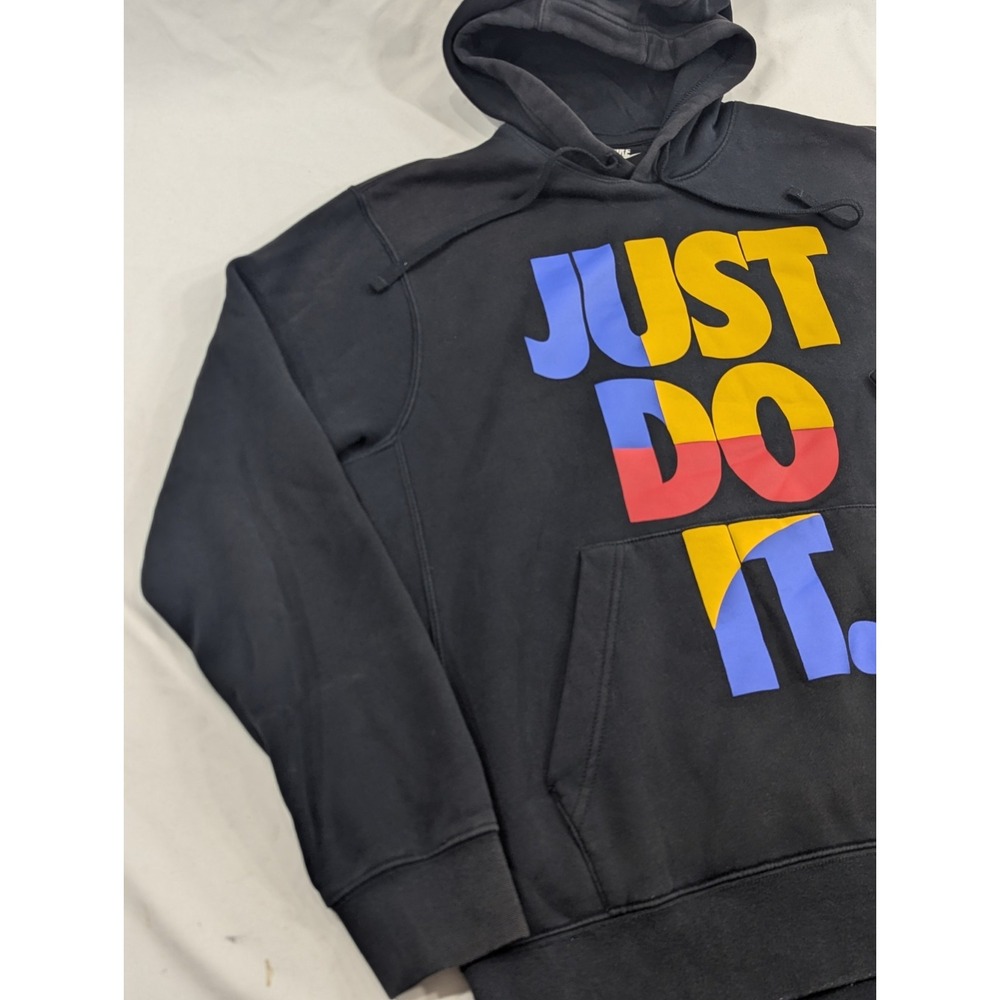 Nike Just Do It Pullover Hoodie Black Mens Size Medium Multicolor‎ - Picture 2 of 9